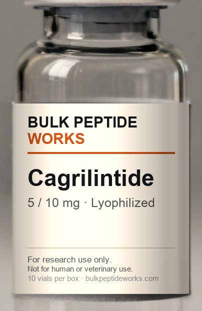Vial of Cagrilintide, labelled with the available strengths