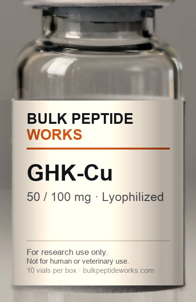 Vial of GHK-Cu, labelled with the available strengths