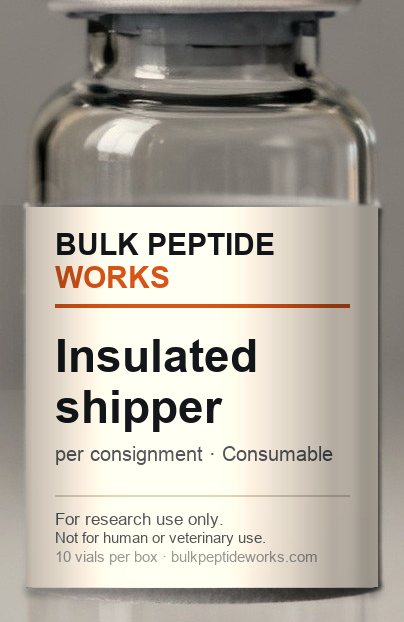 Vial of Insulated shipper with gel packs, labelled with the available strengths