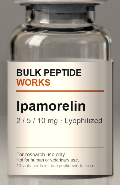Vial of Ipamorelin, labelled with the available strengths