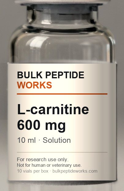 Vial of L-carnitine 600 mg, labelled with the available strengths