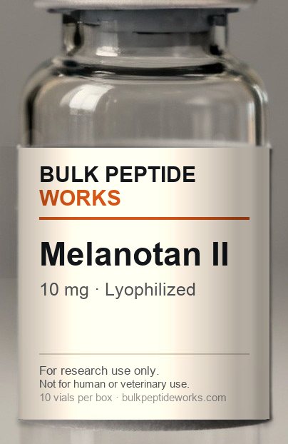 Vial of Melanotan II, labelled with the available strengths