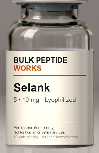 Vial of Selank, labelled with the available strengths