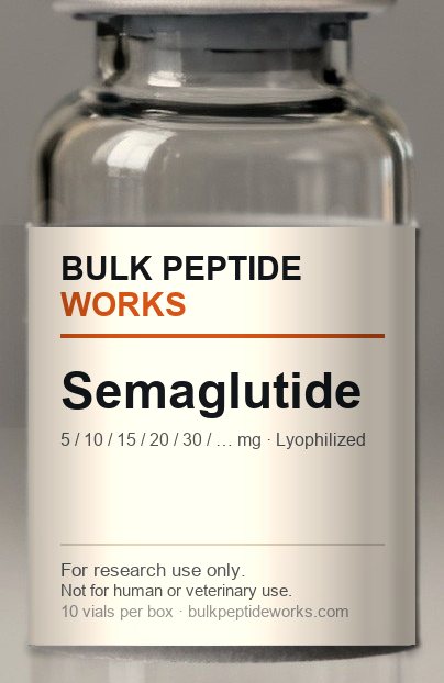 Vial of Semaglutide, labelled with the available strengths