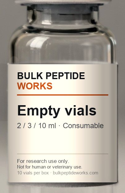 Vial of Sterile empty vials, labelled with the available strengths