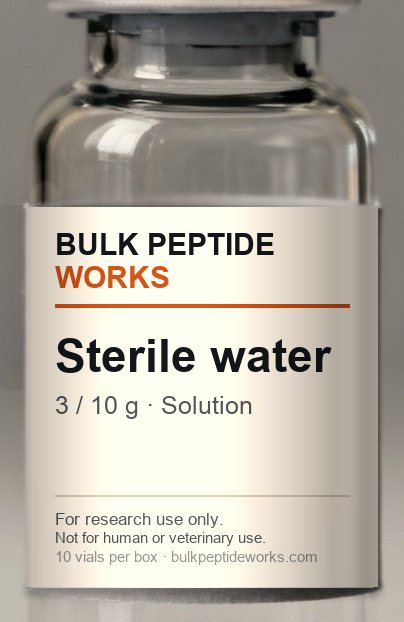 Vial of Sterile water (diluent), labelled with the available strengths
