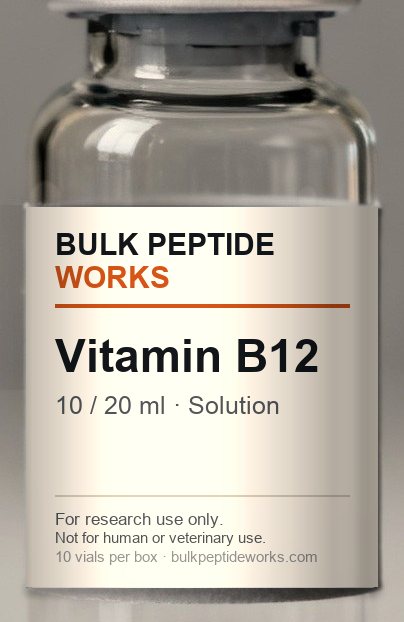 Vial of Vitamin B12, labelled with the available strengths